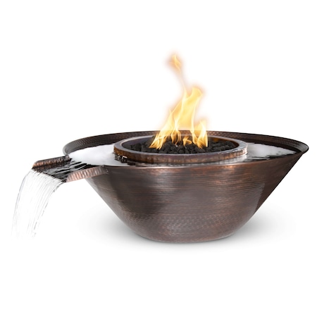 The Outdoor Plus 31 Round Remi Fire & Water Bowl - Copper - Low Voltage Electronic Ignition - Liquid Propane OPT-31RCFOGSE12V-LP